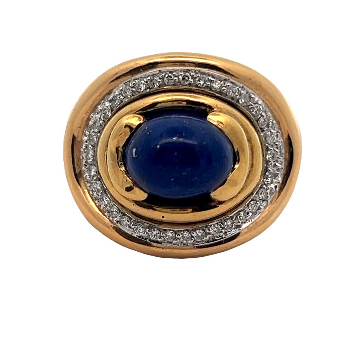 Men's Lapis Lazuli and Diamond Ring For Sale 1