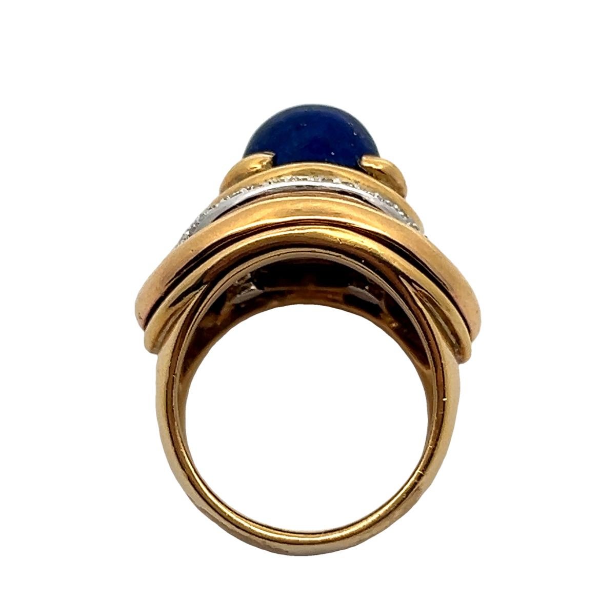 Men's Lapis Lazuli and Diamond Ring For Sale 2