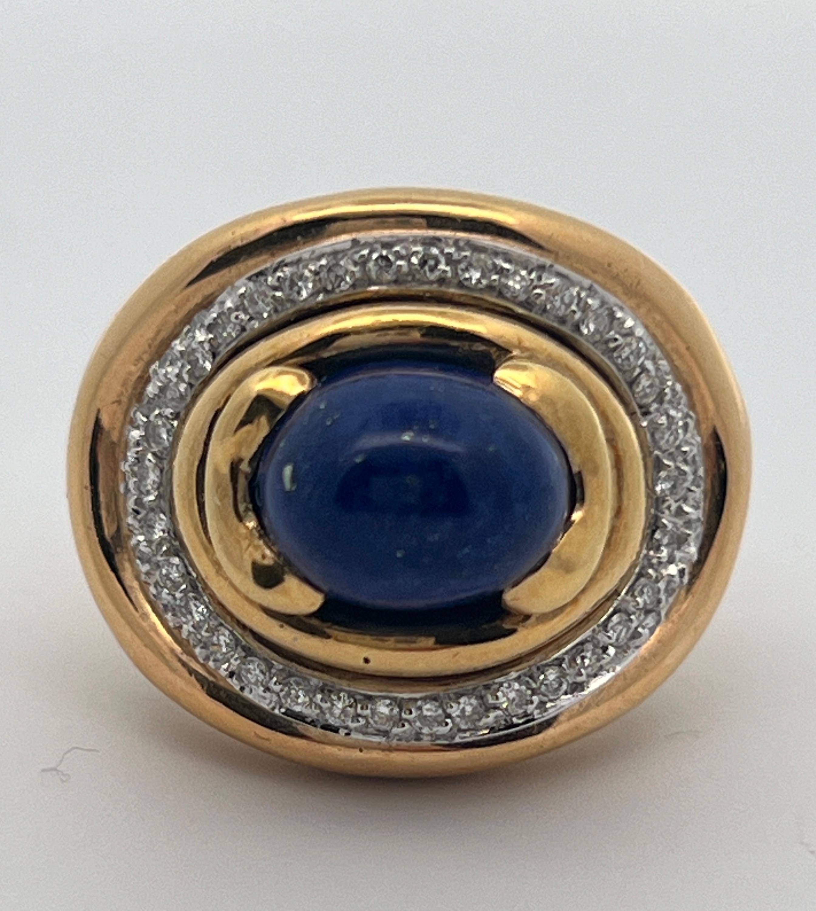 Men's Lapis Lazuli and Diamond Ring For Sale 4