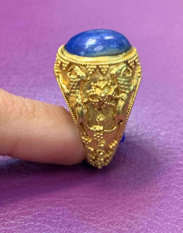 Men's Lapis Lazuli Gold Ring For Sale 2