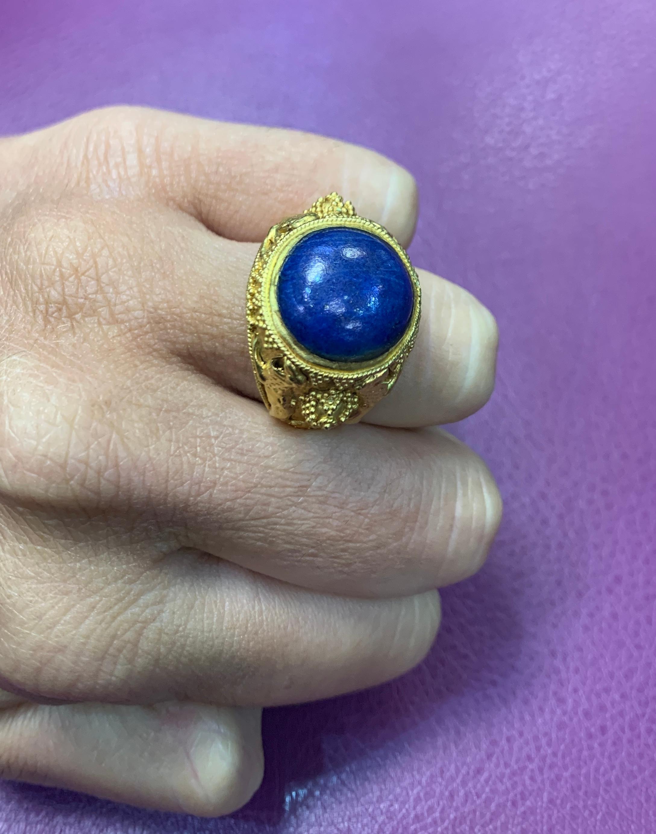 Men's Lapis Lazuli Gold Ring 2