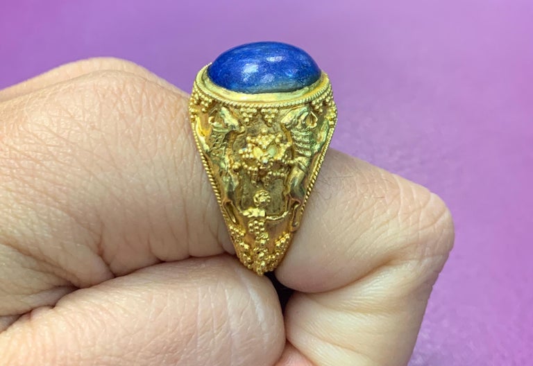 Men's Lapis Lazuli Gold Ring For Sale 4