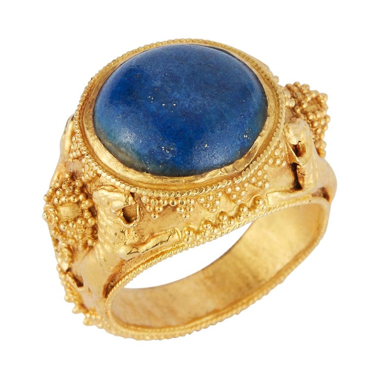 Men's Lapis Lazuli Gold Ring For Sale