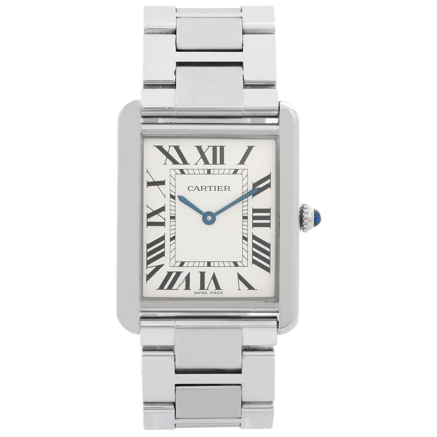Men's Large Cartier Tank Solo Stainless Steel Watch W5200014