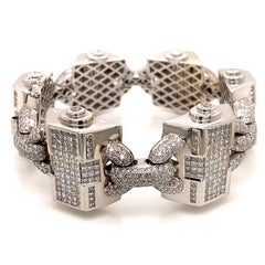 Grand bracelet pour hommes, 30,36 carats, 1452 diamants, or blanc 14K