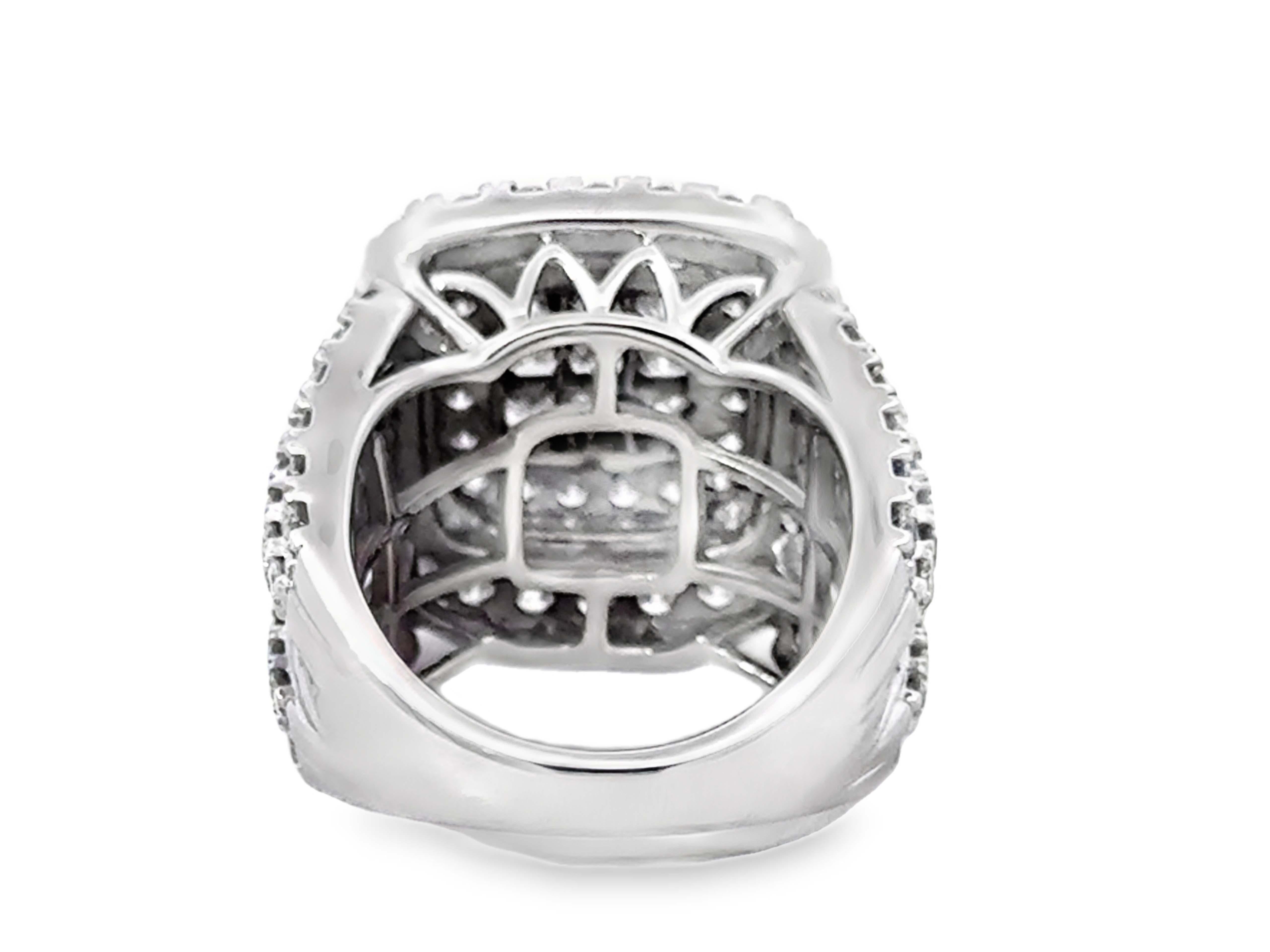 De los hombres Mens Large Diamond Cluster Double Halo Ring 10k White Gold en venta