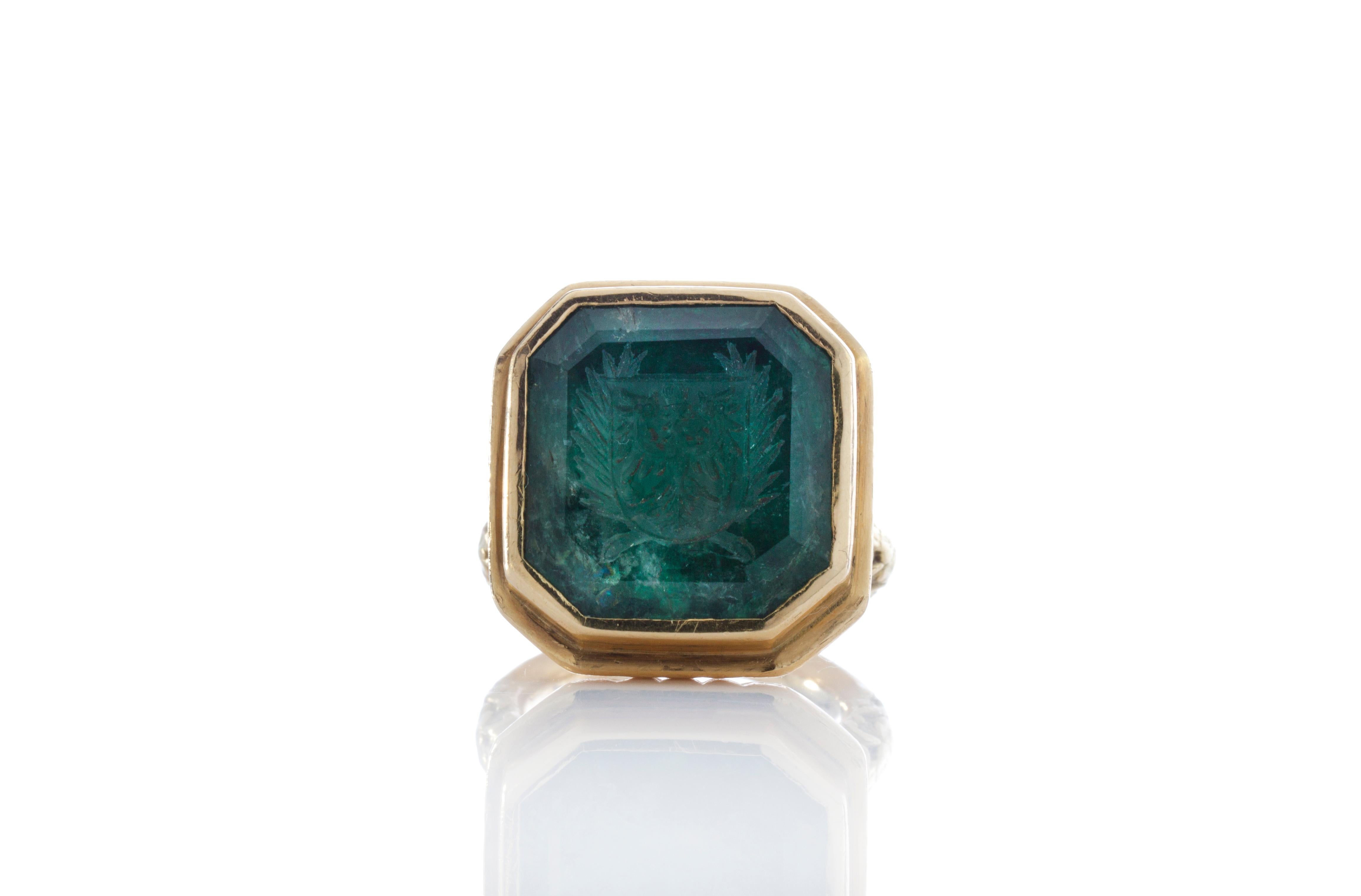 mens emerald signet ring