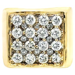 Mens Large Multi Diamond Row 14K Yellow Gold Ring