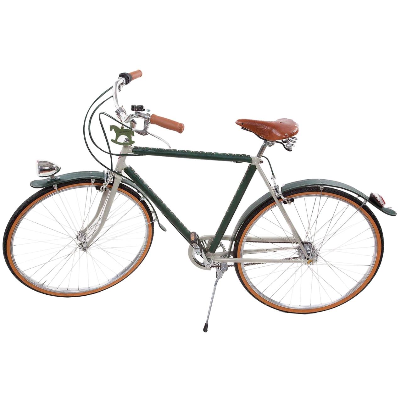 Men's Leather - Covered Bicycle Tobacco and Green