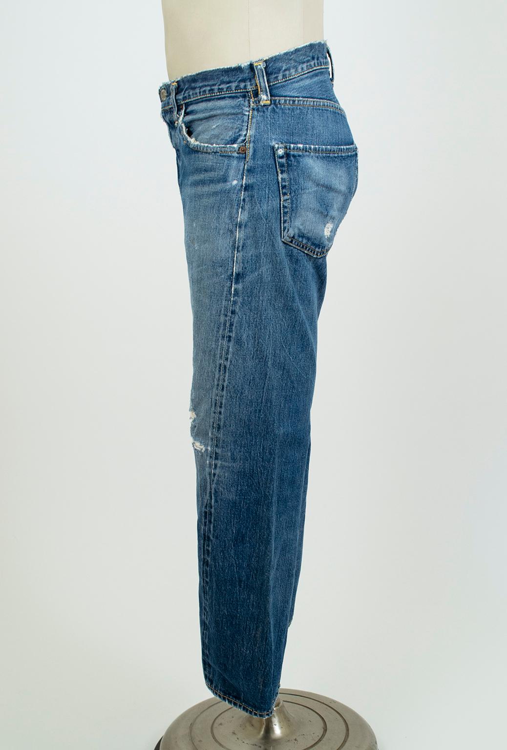 Blue Men's Levi Strauss 501XX Denim Jeans with Hidden Rivets – size 32 x 38, 1962-64