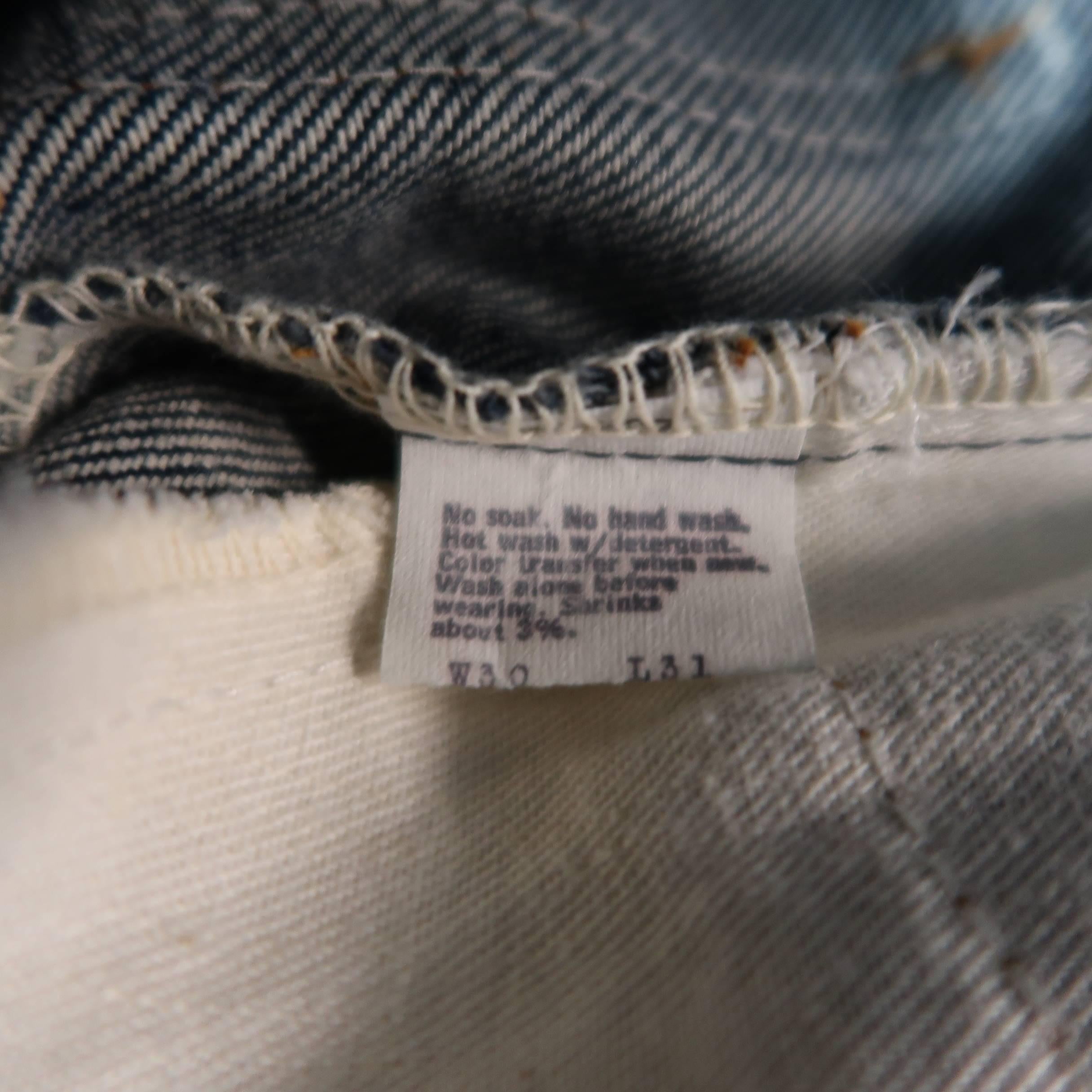 Men's LEVI'S VINTAGE Size 30 Indigo Contrast Stitch Denim Flaired Jeans 4