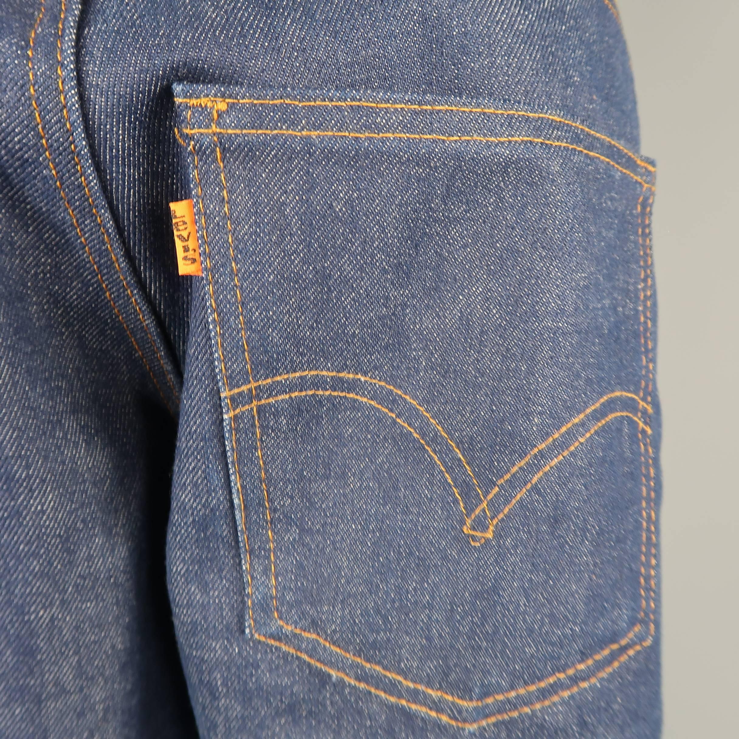 Men's LEVI'S VINTAGE Size 30 Indigo Contrast Stitch Denim Flaired Jeans 2