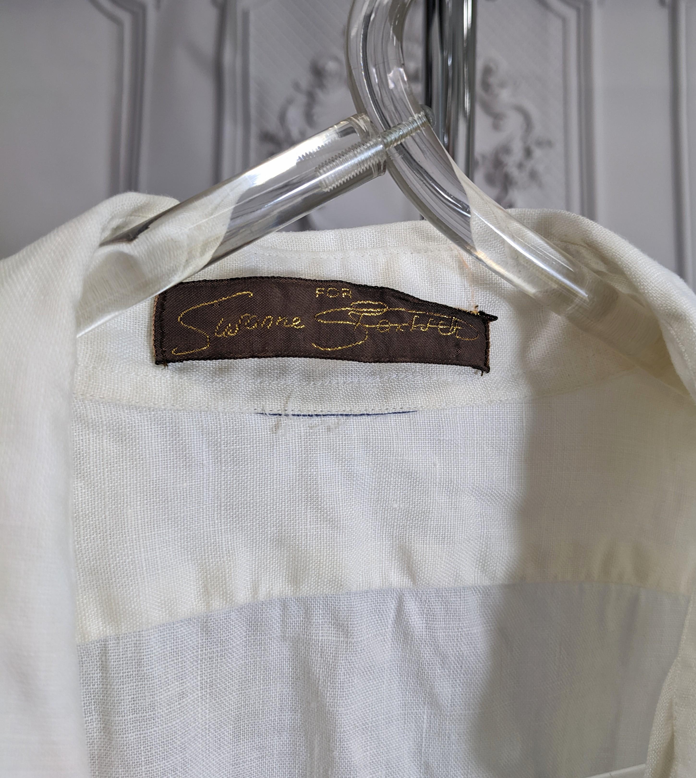 Men's Linen Double Sleeve Club Shirt, 1980's Susanne Bartsch For Sale 4
