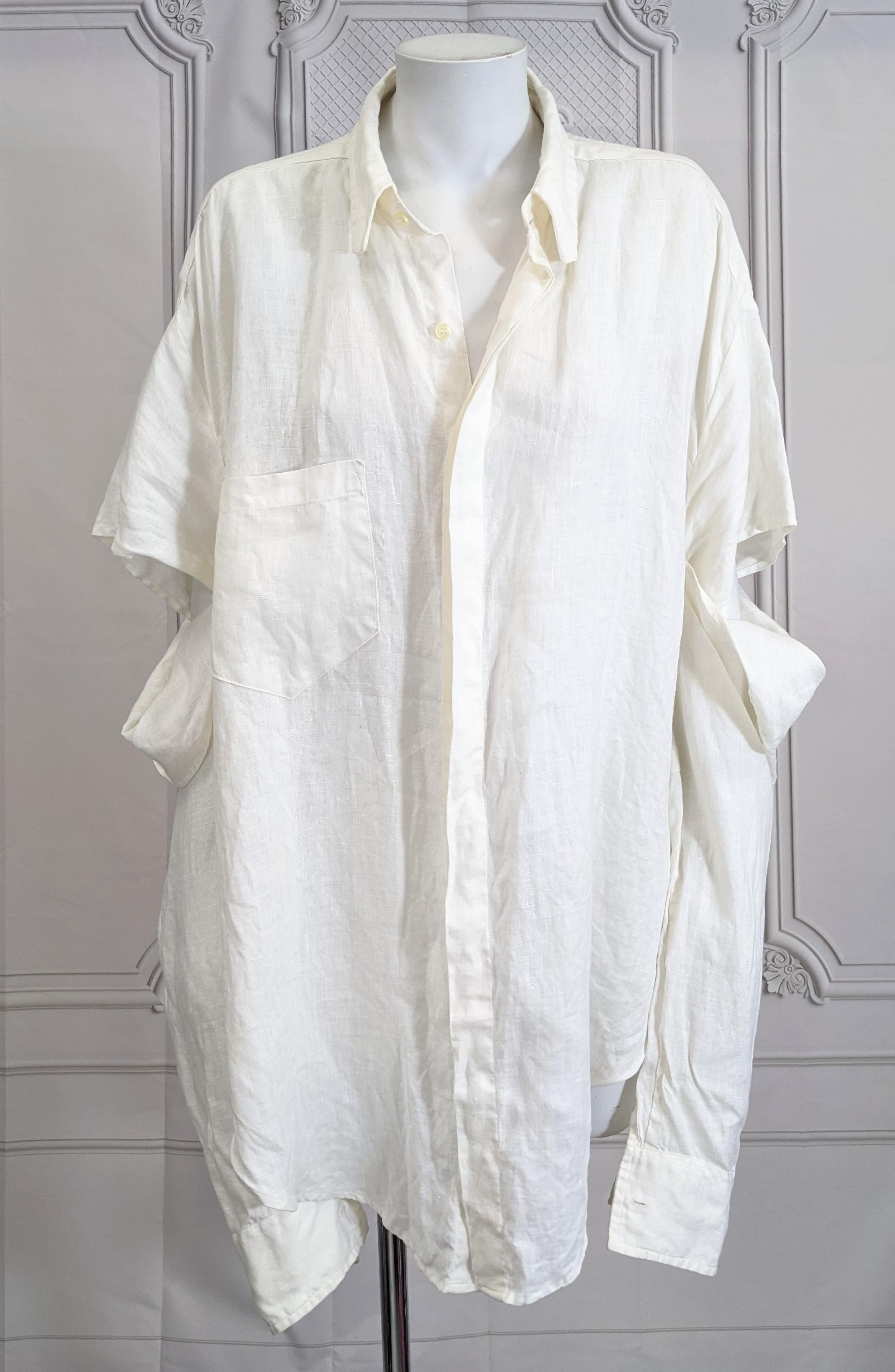 Men's Linen Double Sleeve Club Shirt, 1980's Susanne Bartsch In Good Condition For Sale In New York, NY