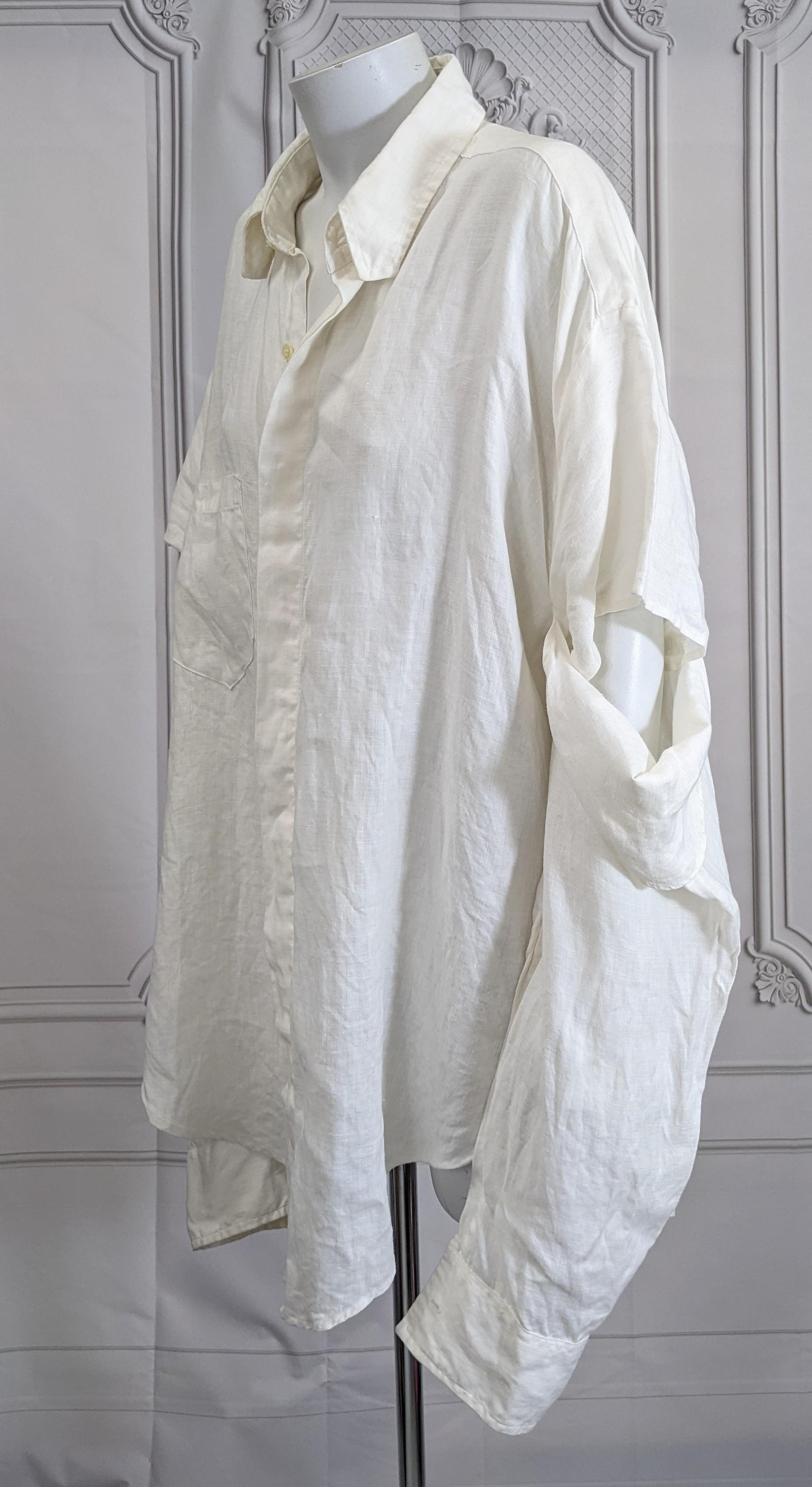 Women's or Men's Men's Linen Double Sleeve Club Shirt, 1980's Susanne Bartsch For Sale