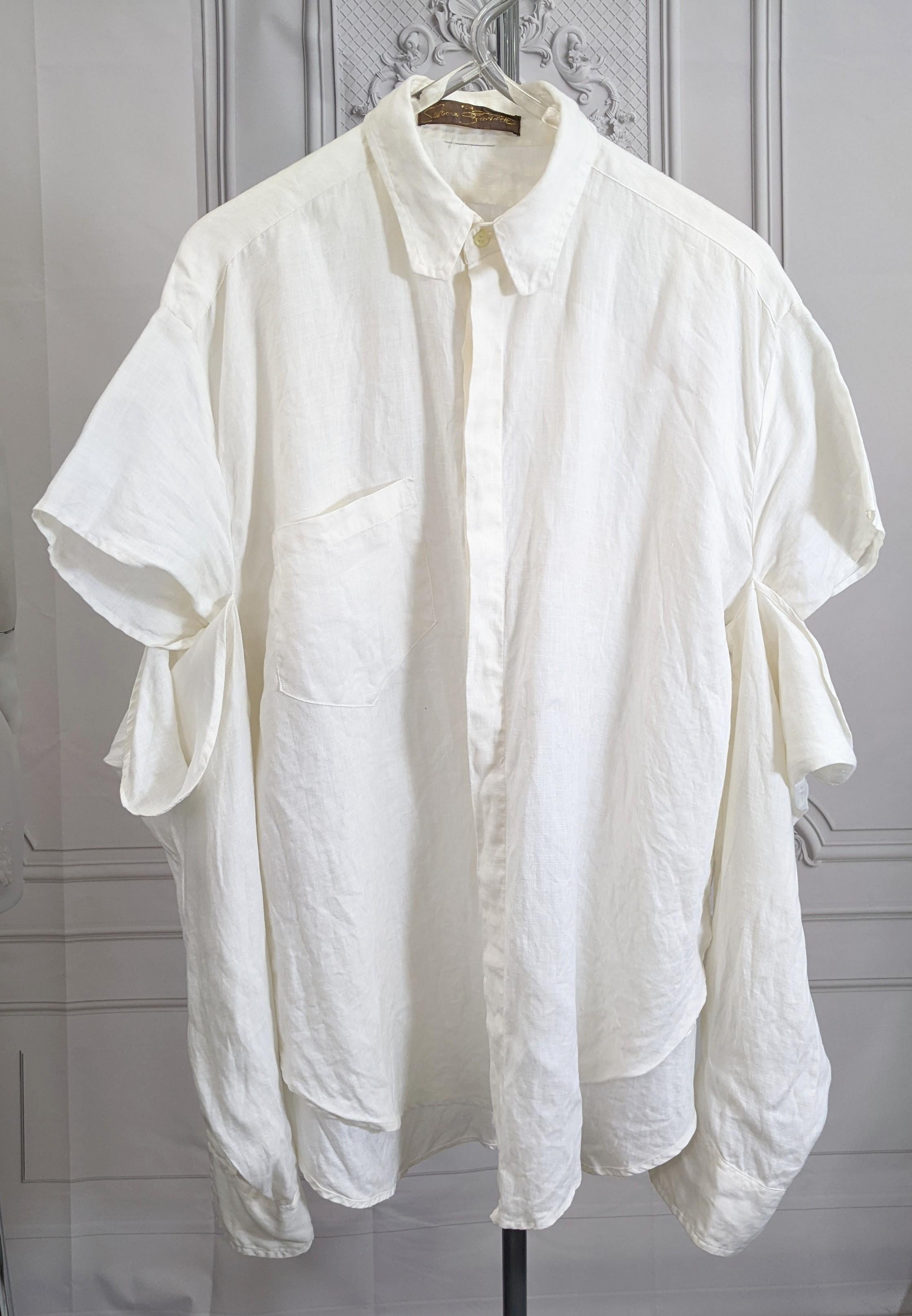 Men's Linen Double Sleeve Club Shirt, 1980's Susanne Bartsch For Sale 1
