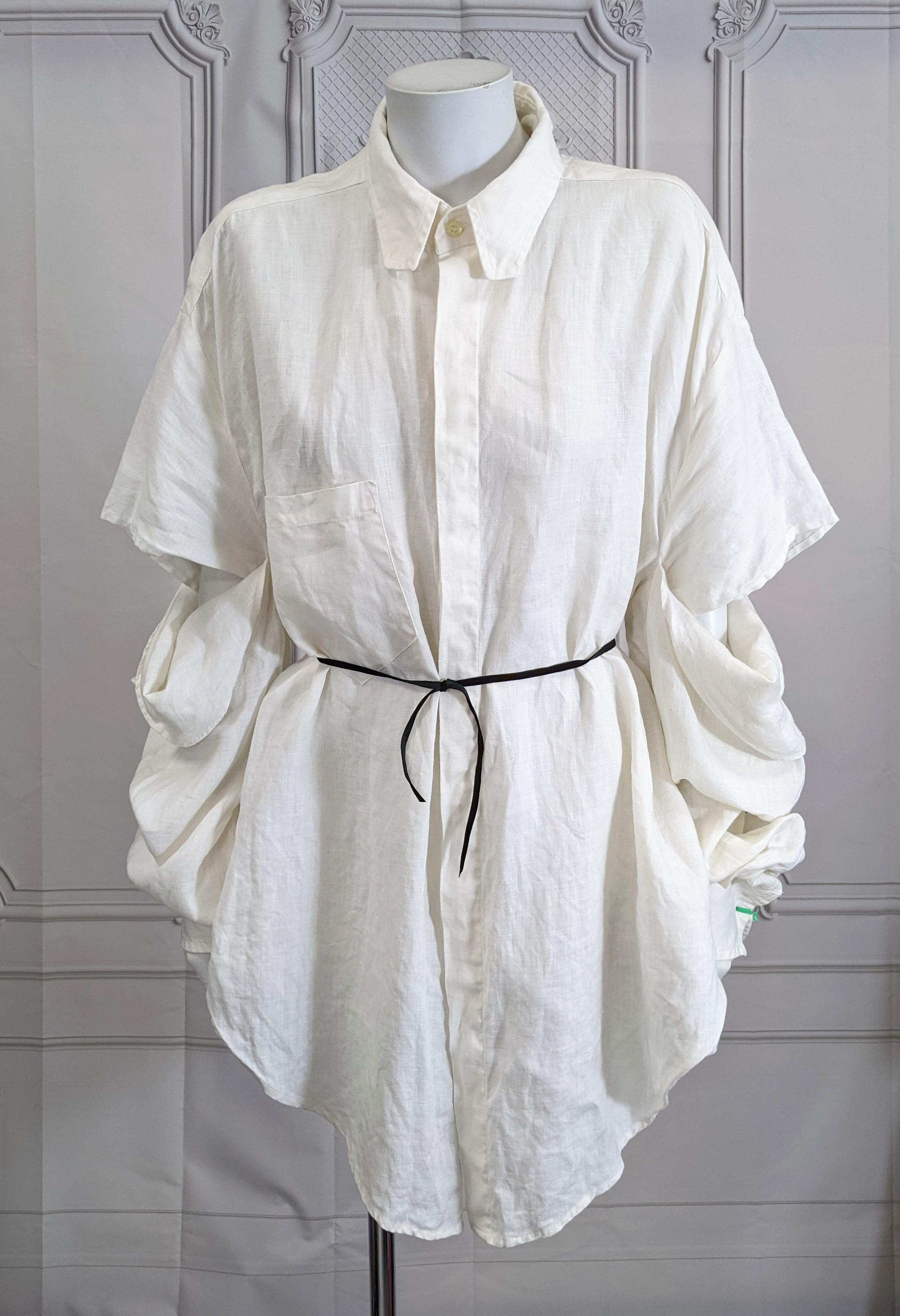 Men's Linen Double Sleeve Club Shirt, 1980's Susanne Bartsch For Sale 3