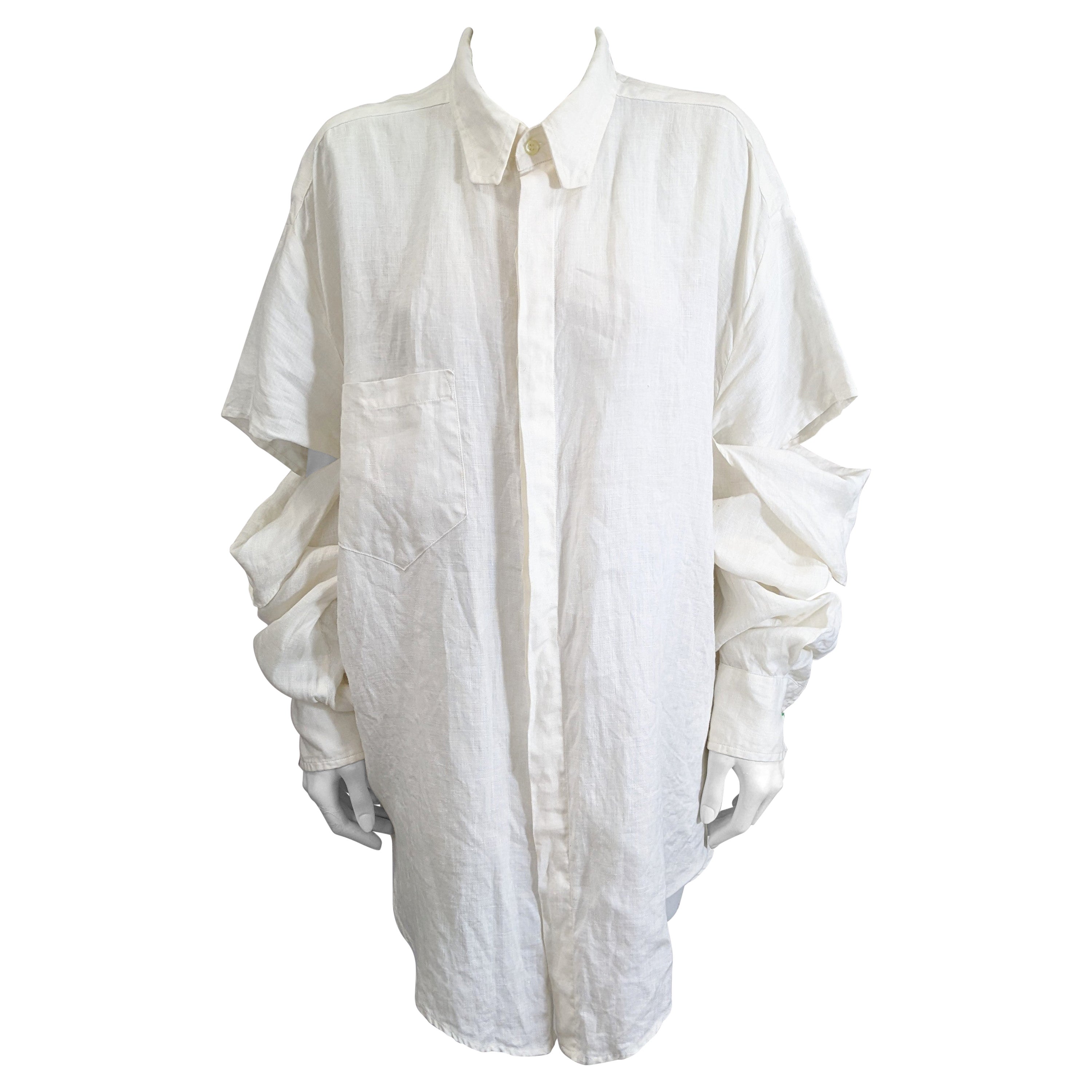 Camisa club de lino de doble manga para hombre, años 80 Susanne Bartsch en venta