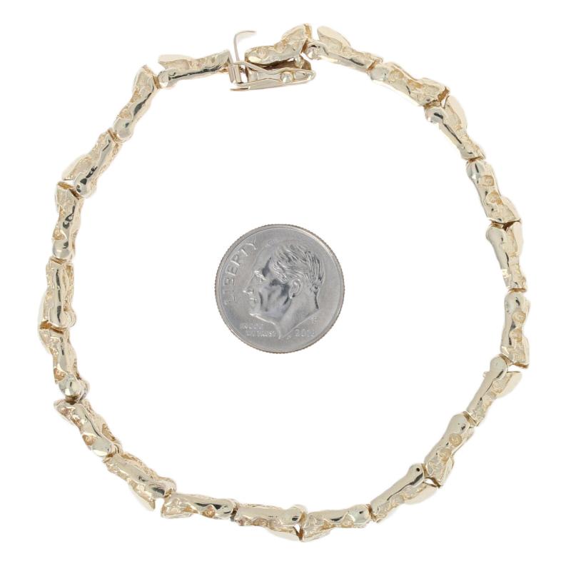 Men's Link Bracelet, 14 Karat Yellow Gold Nugget Textured 1