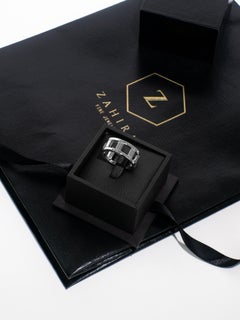 Mens Link Ring in 18k Solid White Gold