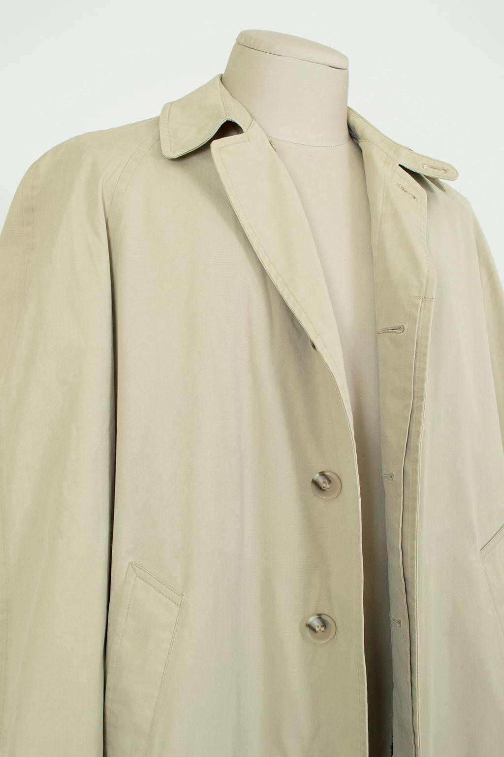 Men’s London Fog Khaki Trench Raincoat with Removable Alpaca Lining–40/42, 1950s 2