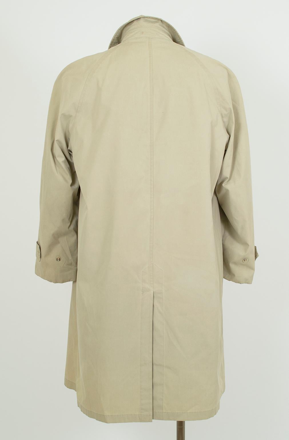Men's Men’s London Fog Khaki Trench Raincoat with Removable Alpaca Lining–40/42, 1950s