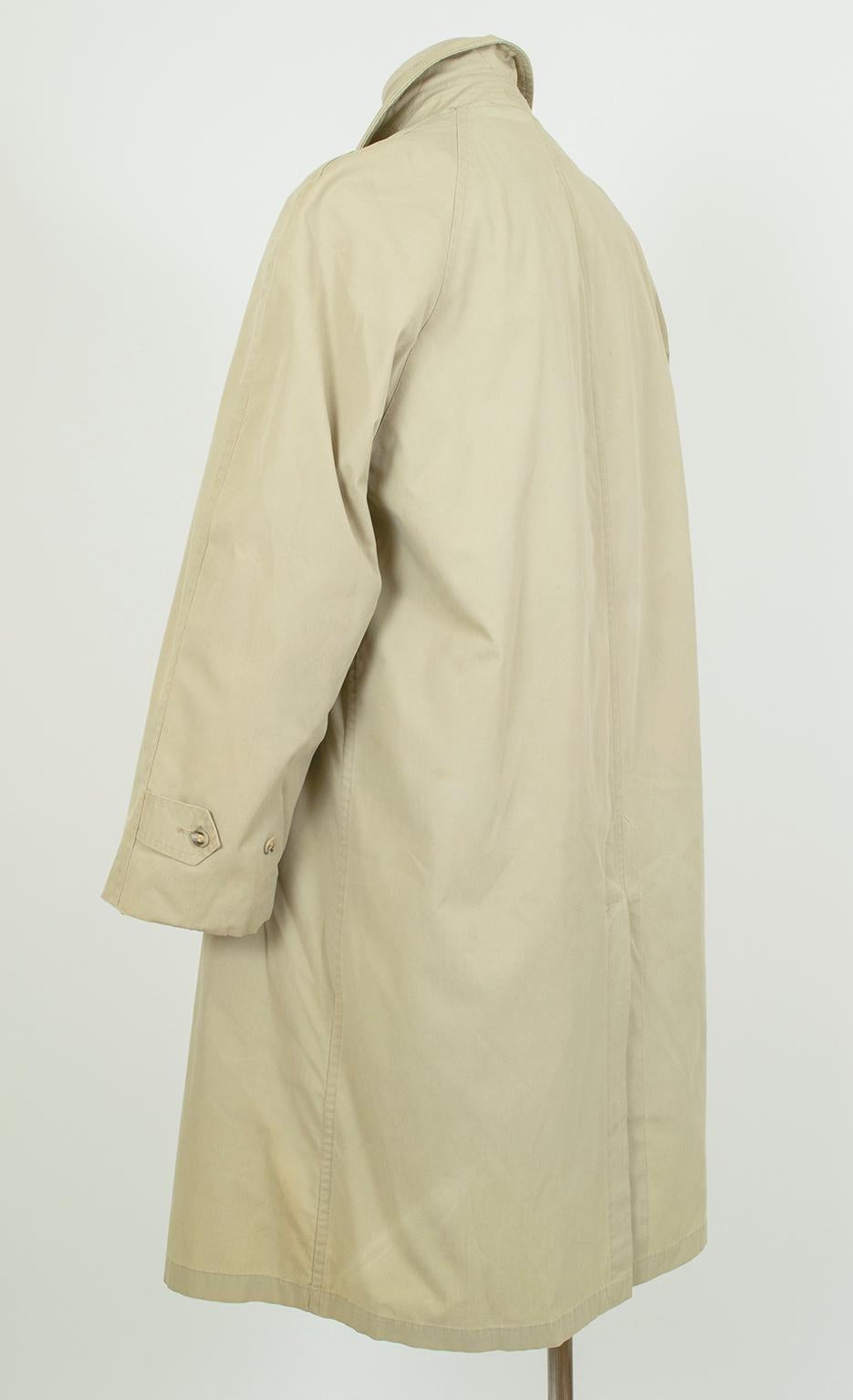 Men’s London Fog Khaki Trench Raincoat with Removable Alpaca Lining–40/42, 1950s 1