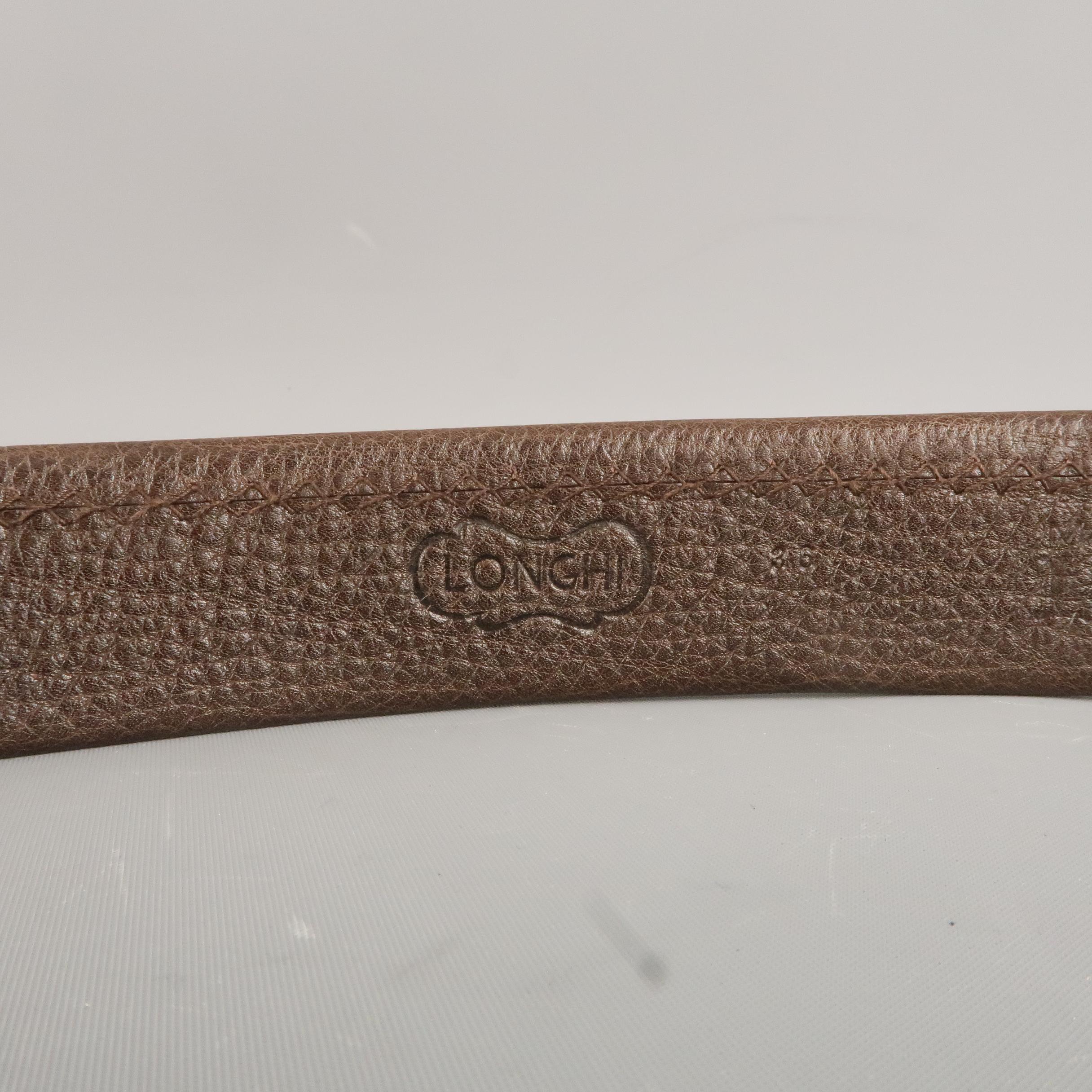 Men's LONGHI Size 36 Brown Textured Leather Belt 1