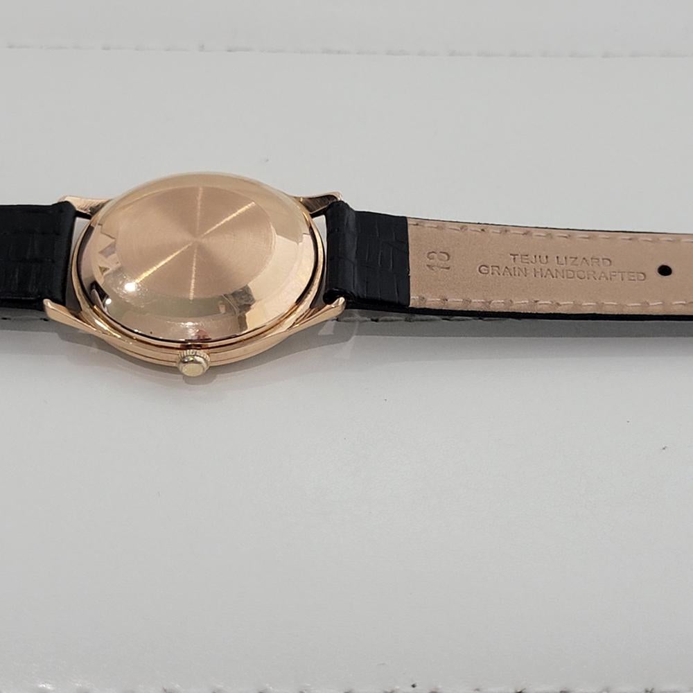 Mens Longines Conquest 18k Rose Gold Manual Wind Date Dress Watch 1950s NA120 6