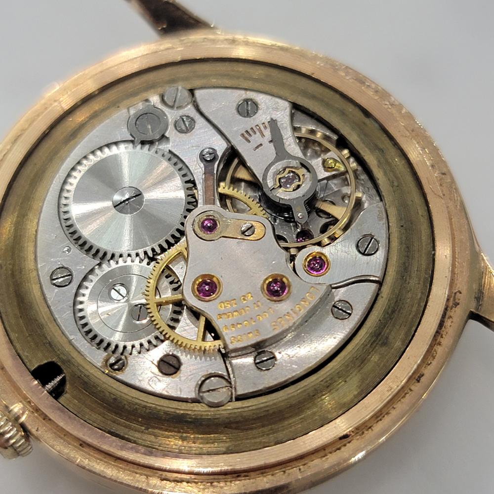 Mens Longines Conquest 18k Rose Gold Manual Wind Date Dress Watch 1950s NA120 7