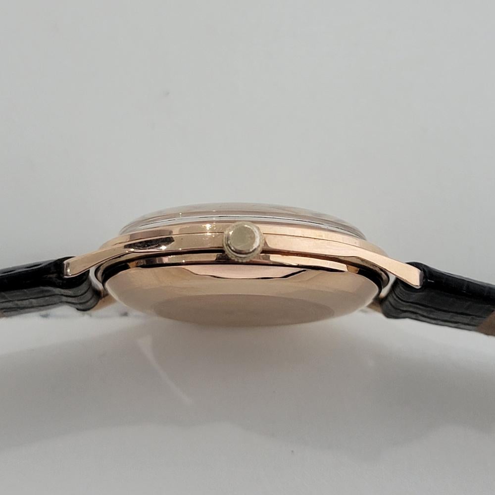 Mens Longines Conquest 18k Rose Gold Manual Wind Date Dress Watch 1950s NA120 5