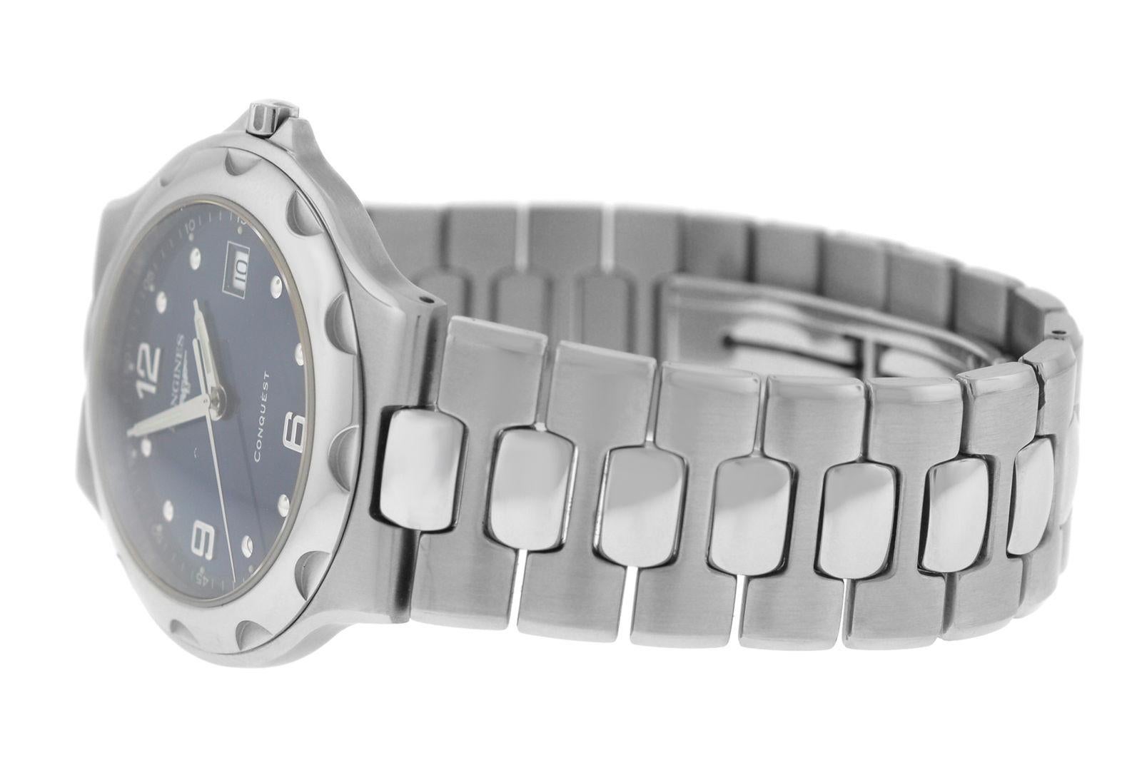 Men's Longines Conquest Steel Date Quartz Watch For Sale 2