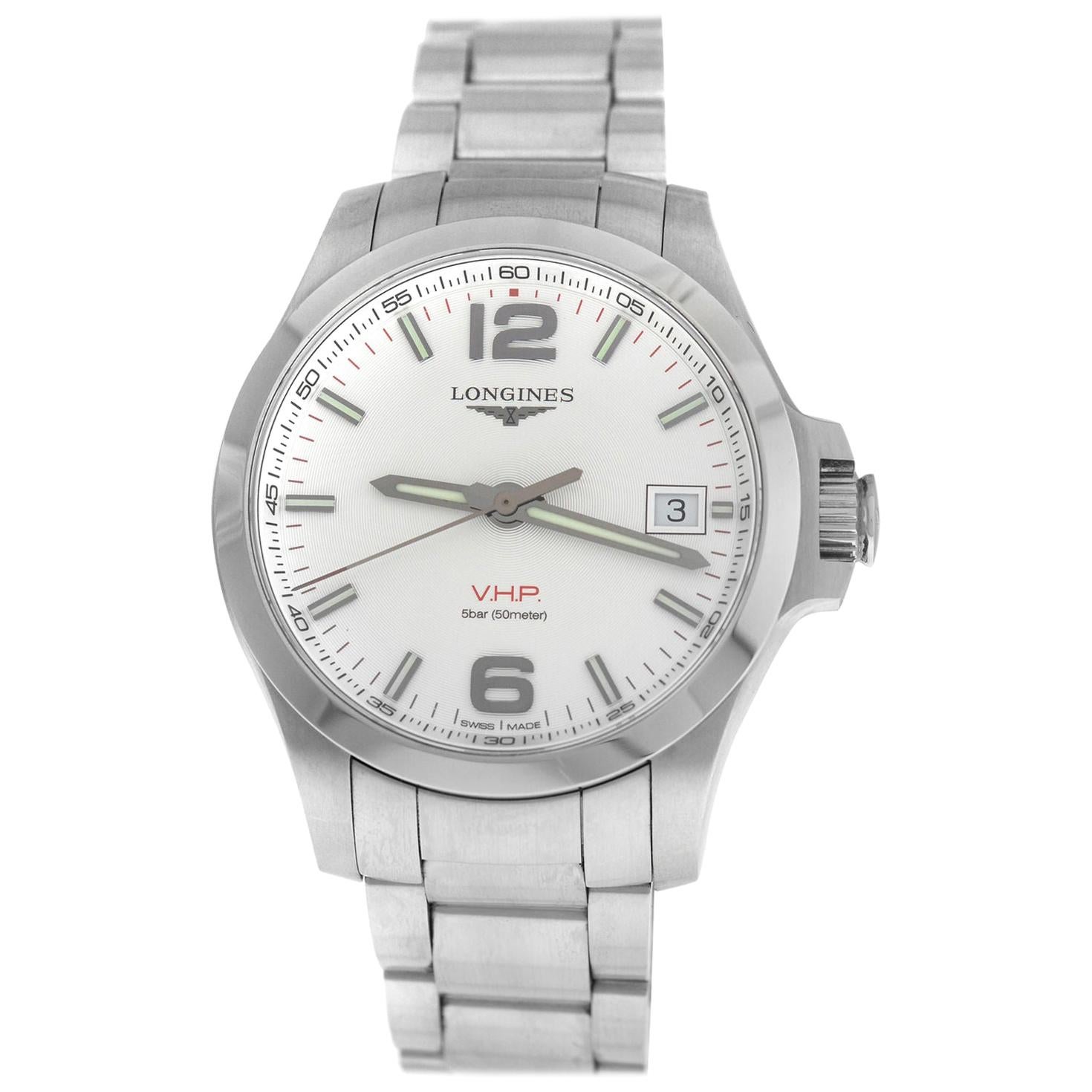 Men's Longines Conquest V.H.P. L3.716.4.76.6 Steel Quartz Date Watch For Sale