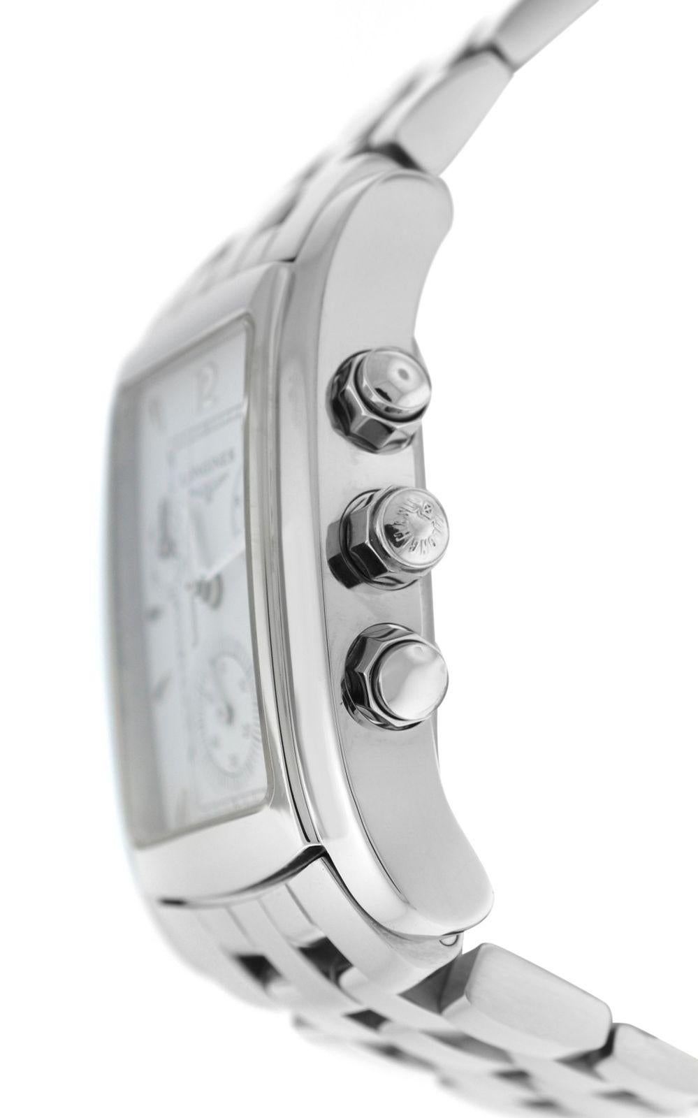 Brand	Longines
Model	Dolce Vita L5656.4
Gender	Men's
Condition	Pre-owned
Movement	Swiss Quartz
Case Material	Stainless Steel
Bracelet / Strap Material	
Stainless Steel

Clasp / Buckle Material	
Stainless Steel	
Clasp Type	Butterfly