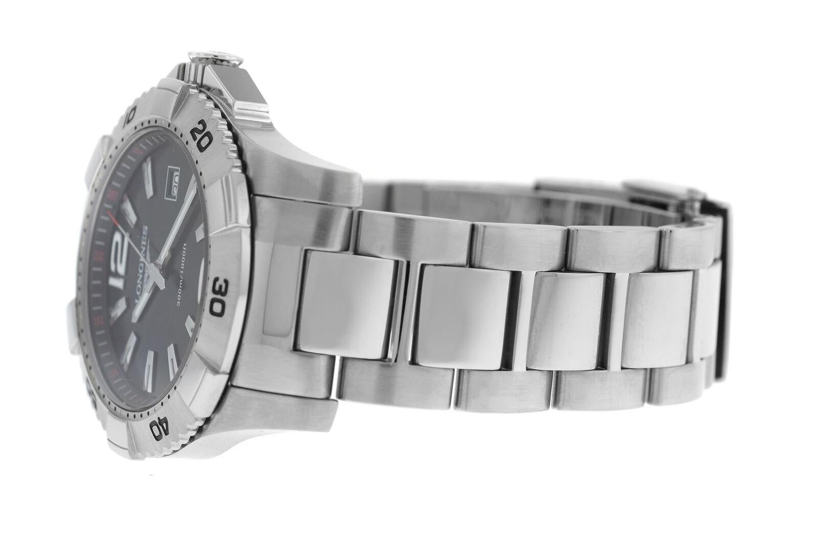 Women's or Men's Men's Longines Hydro Conquest L3.647.4 Stainless Steel Quartz Date Watch For Sale