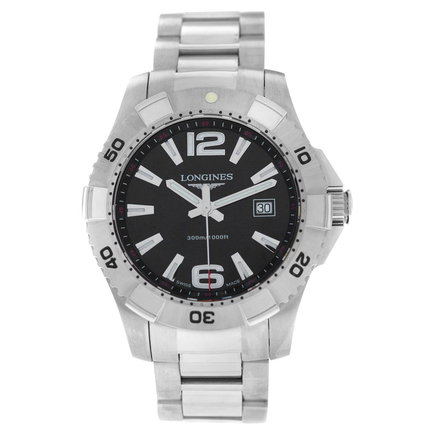 Men's Longines Hydro Conquest L3.647.4 Stainless Steel Quartz Date Watch For Sale