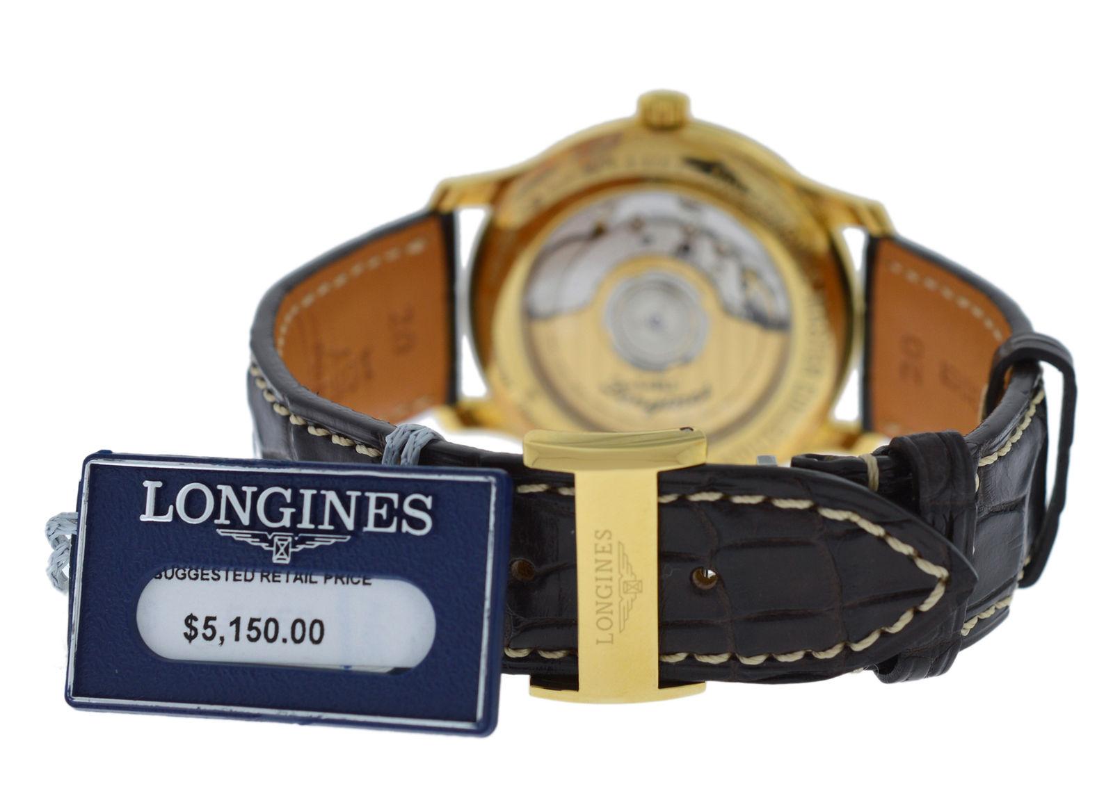 Men's Longines Master Collection Automatic 18 Karat Gold Watch In New Condition In New York, NY