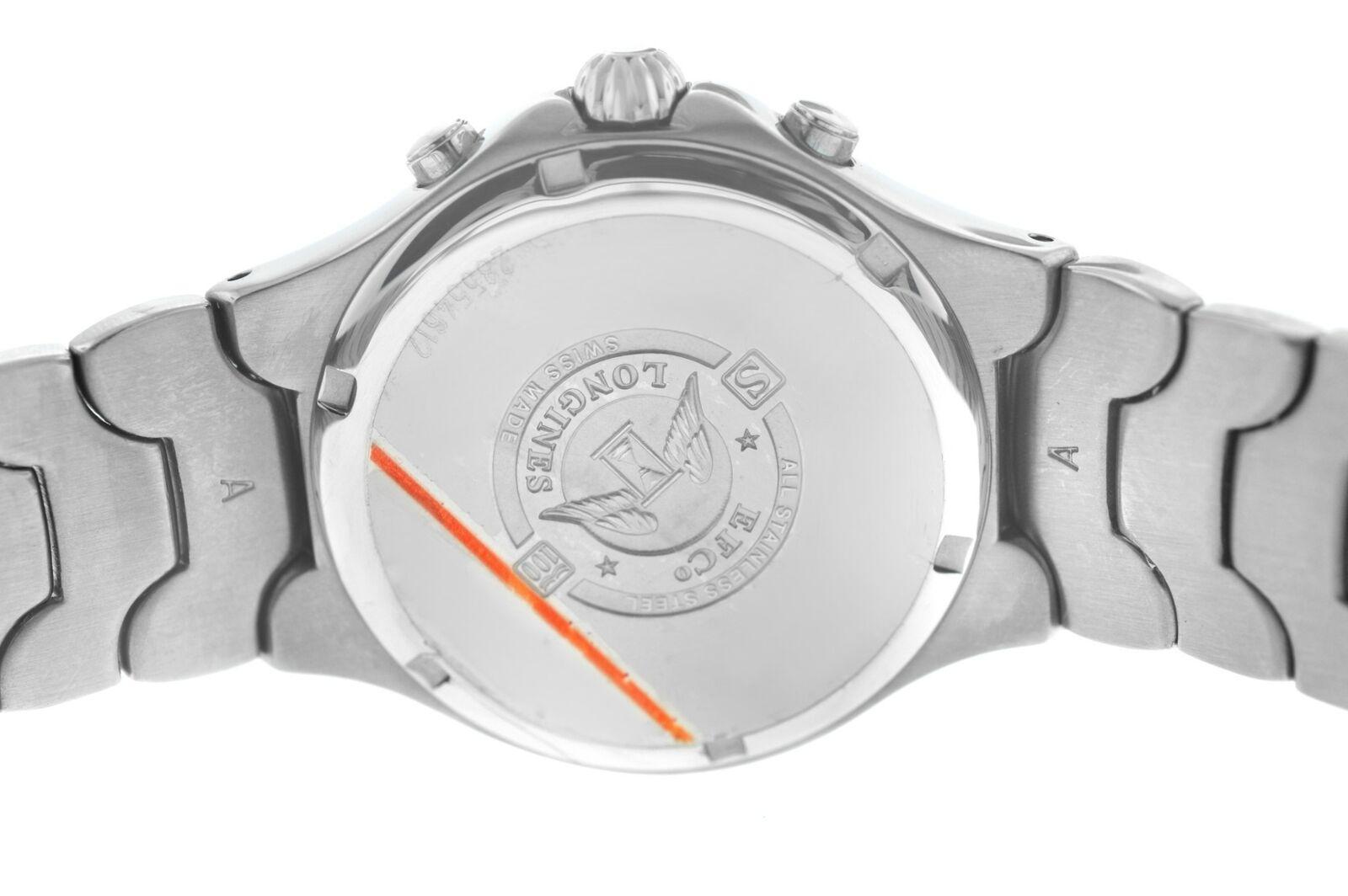 Men's Longines Sport Wing L3.614.4.92.6 Steel Quartz Chronograph Watch In Excellent Condition For Sale In New York, NY