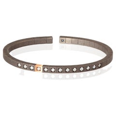 Men's Loop Line Bracelet in Titanium, 9KT Gold and White Diamonds