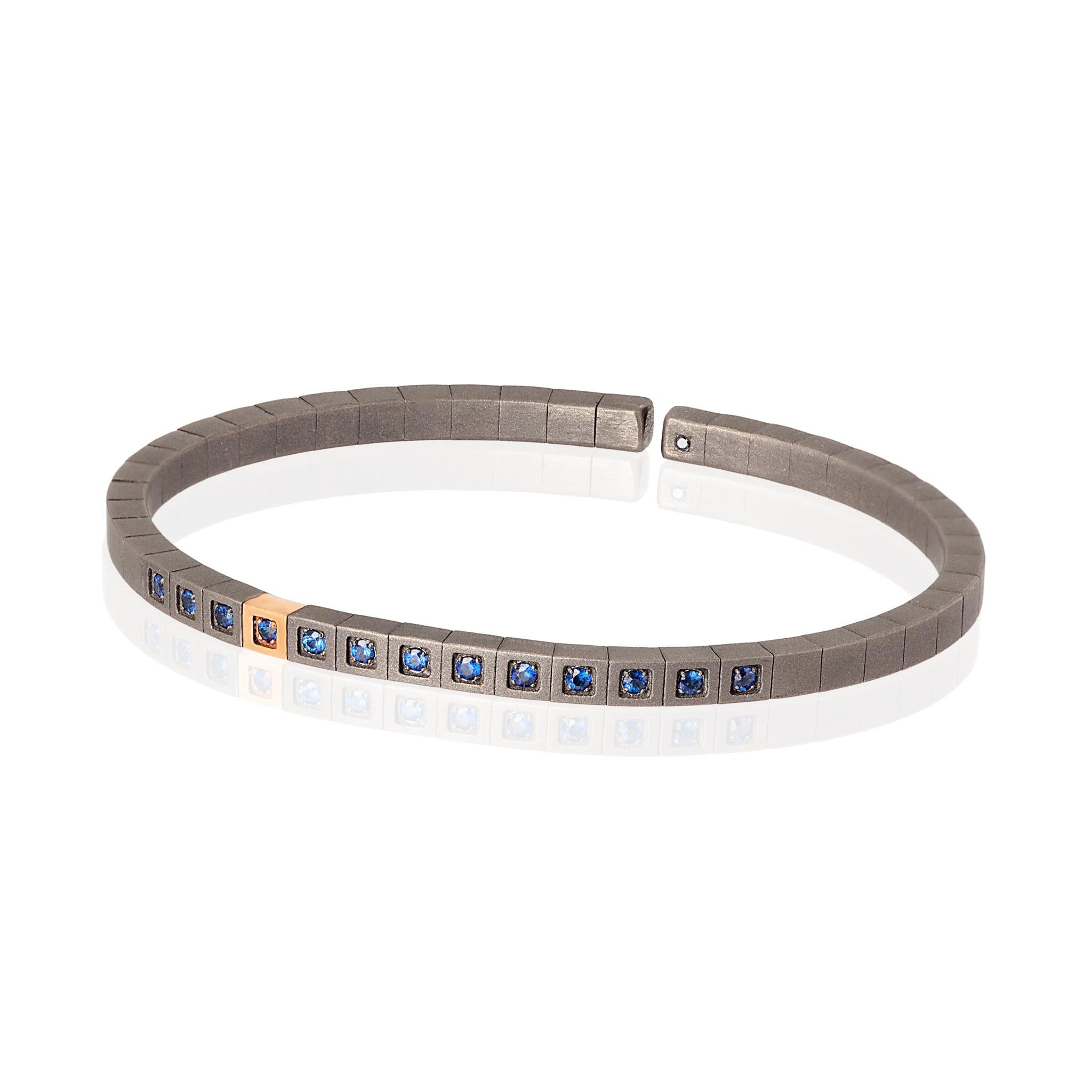 Moderne Bracelet Loop Line pour hommes en titane et saphirs en vente