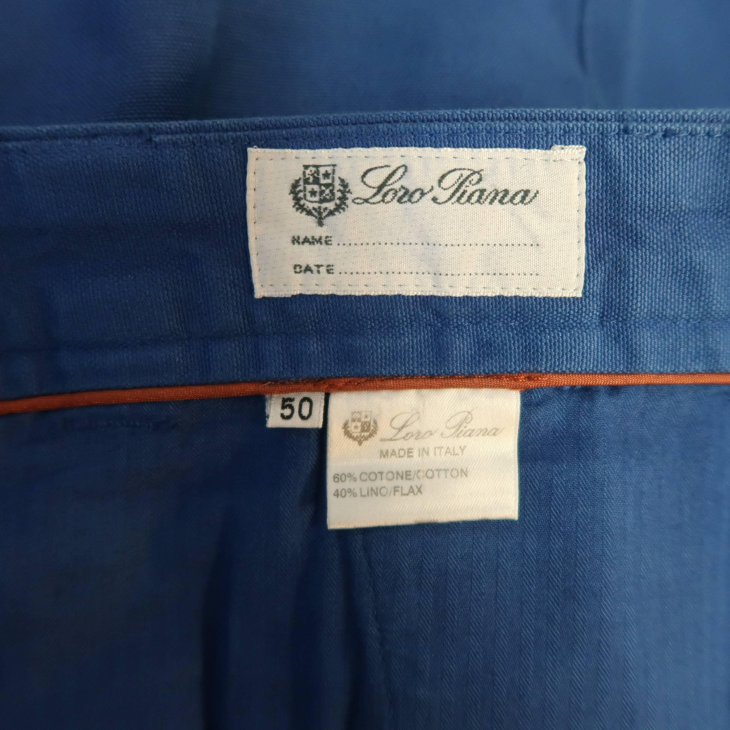 Men's LORO PIANA Size 34 Royal Blue Cotton Chino Pants 1