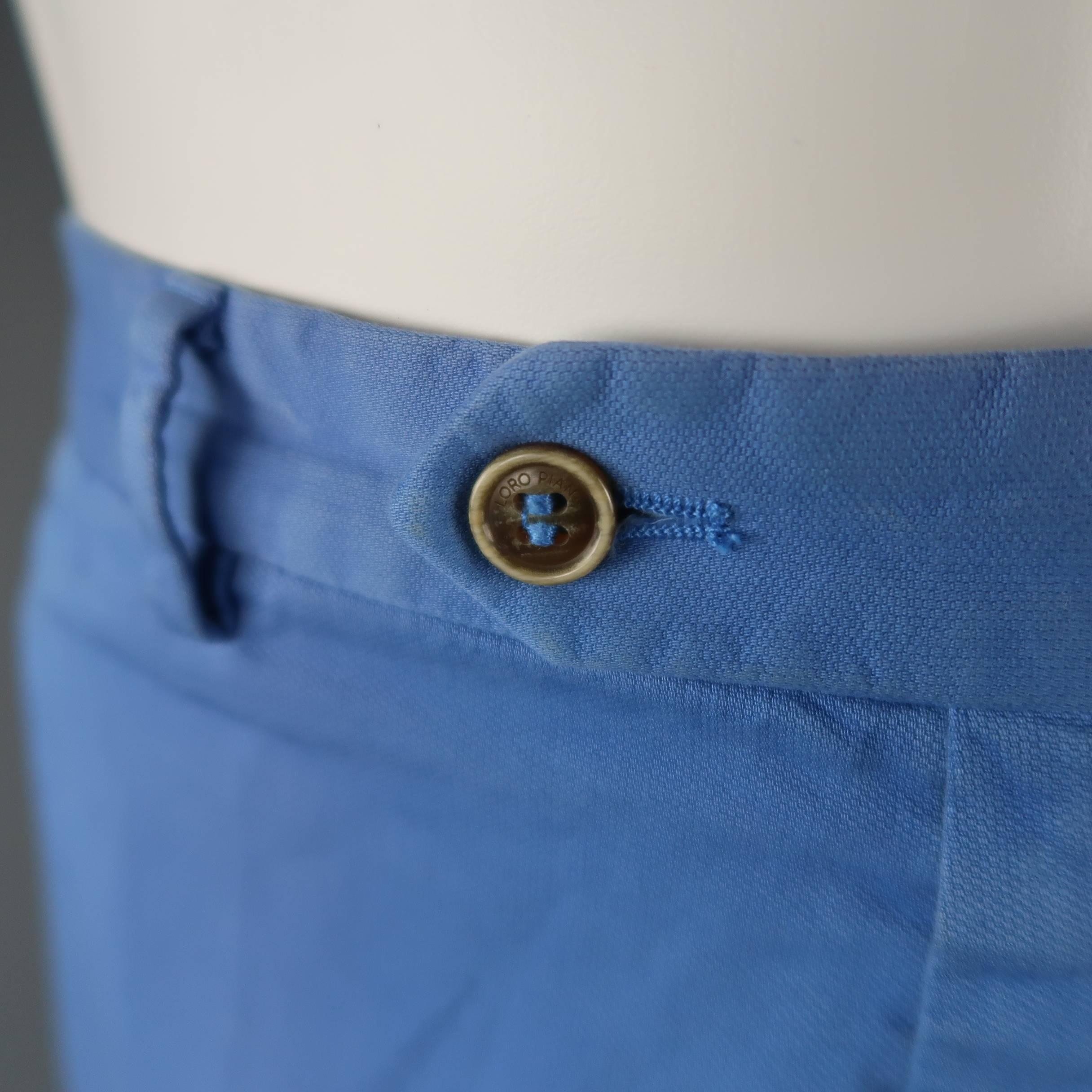 Men's LORO PIANA Size 34 Washed Blue Cotton Chino Pants 1