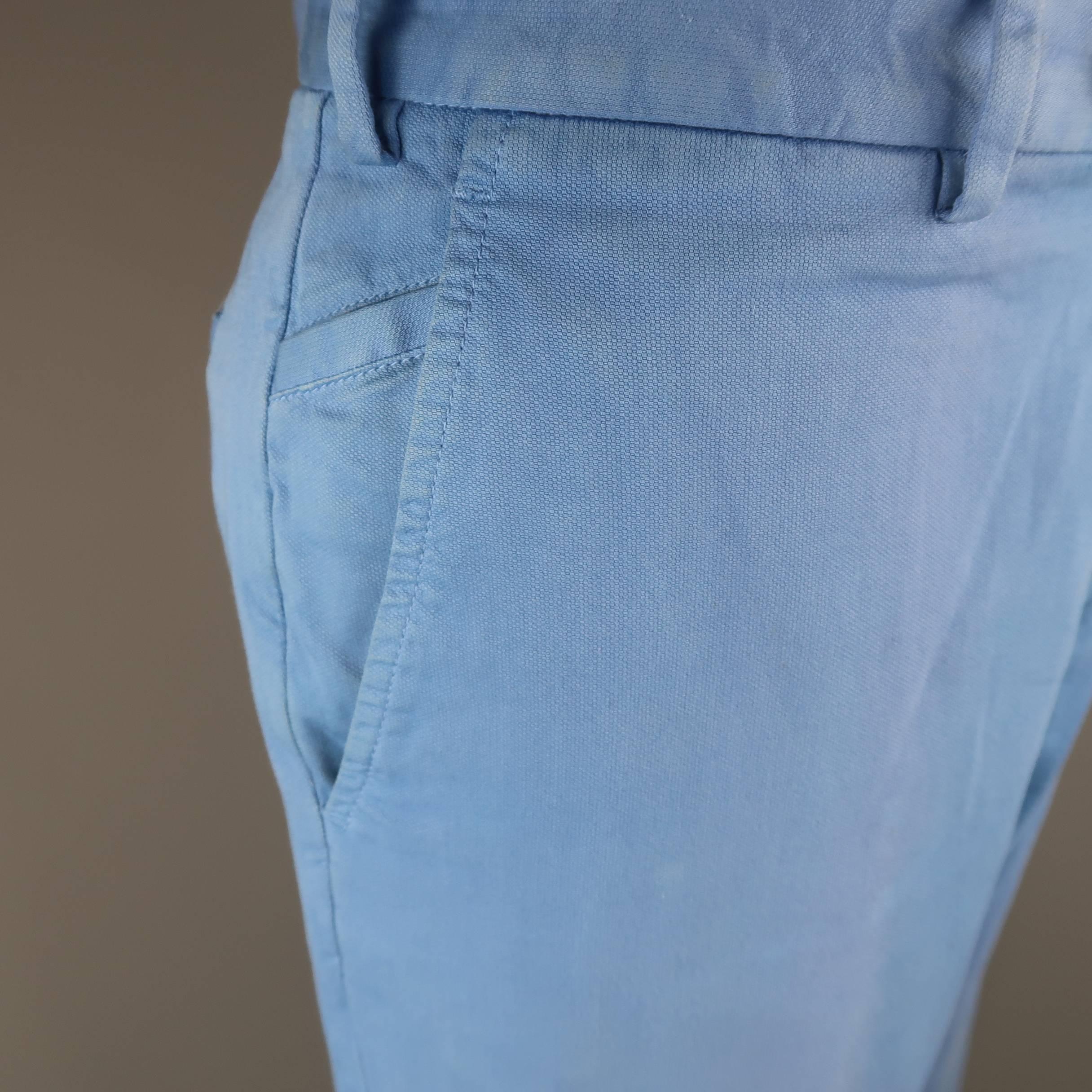 Men's LORO PIANA Size 34 Washed Blue Cotton Chino Pants 2