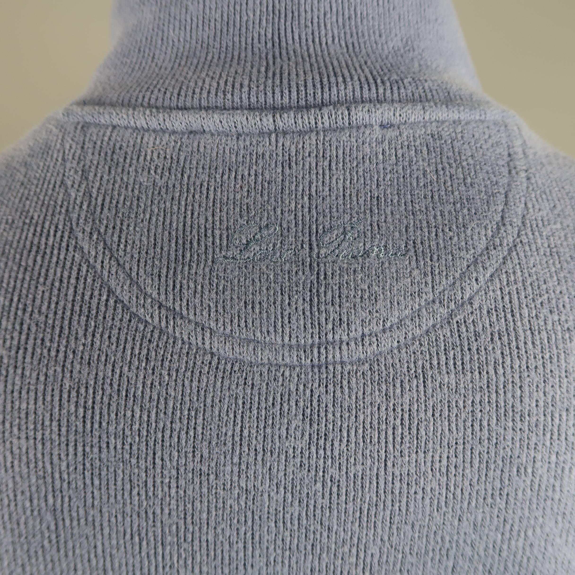 Loro Piana Men's Blue Ribbed Jersey Half Zip Mock Neck Pullover 1