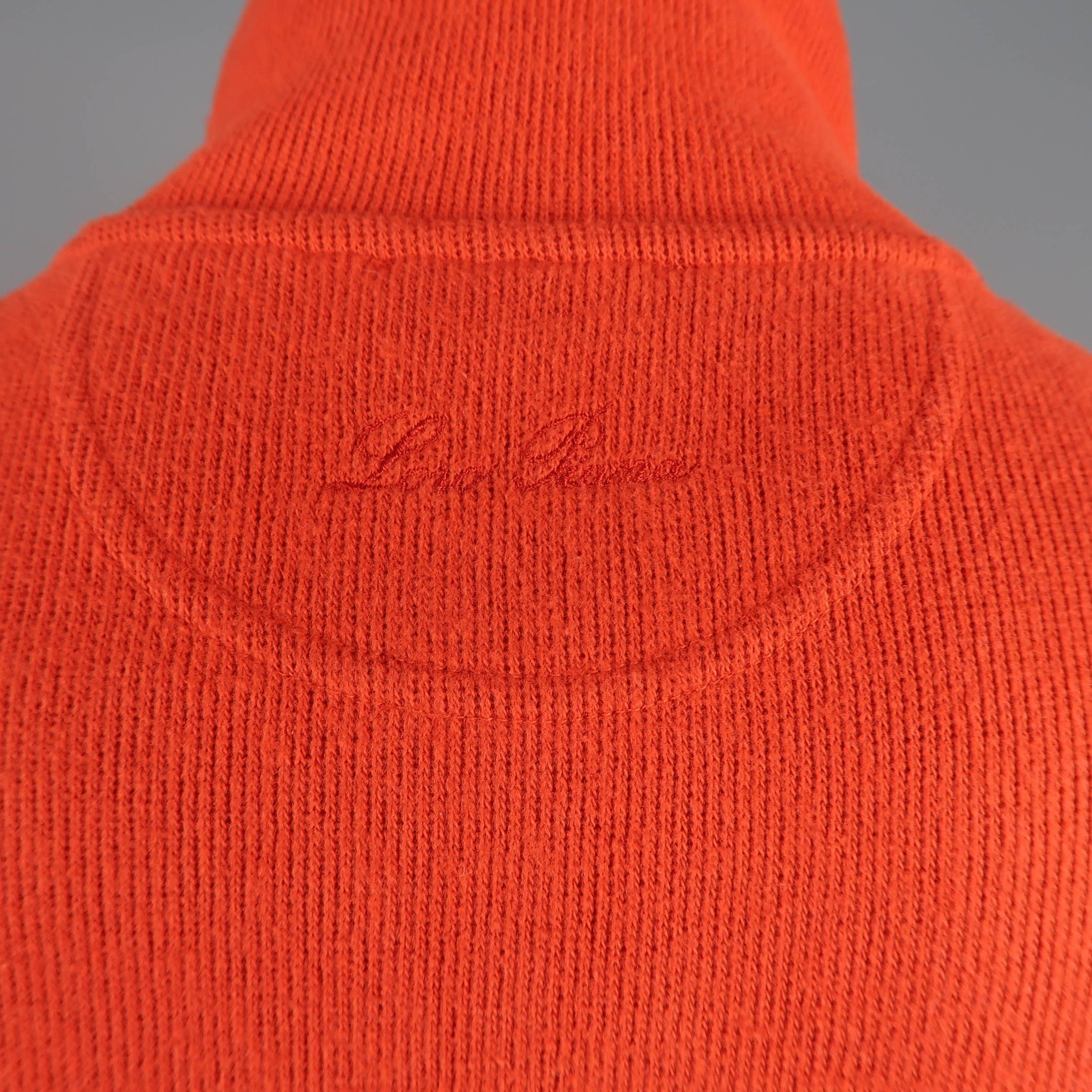 Loro Piana Men's Orange Ribbed Jersey Half Zip Mock Neck Pullover 2
