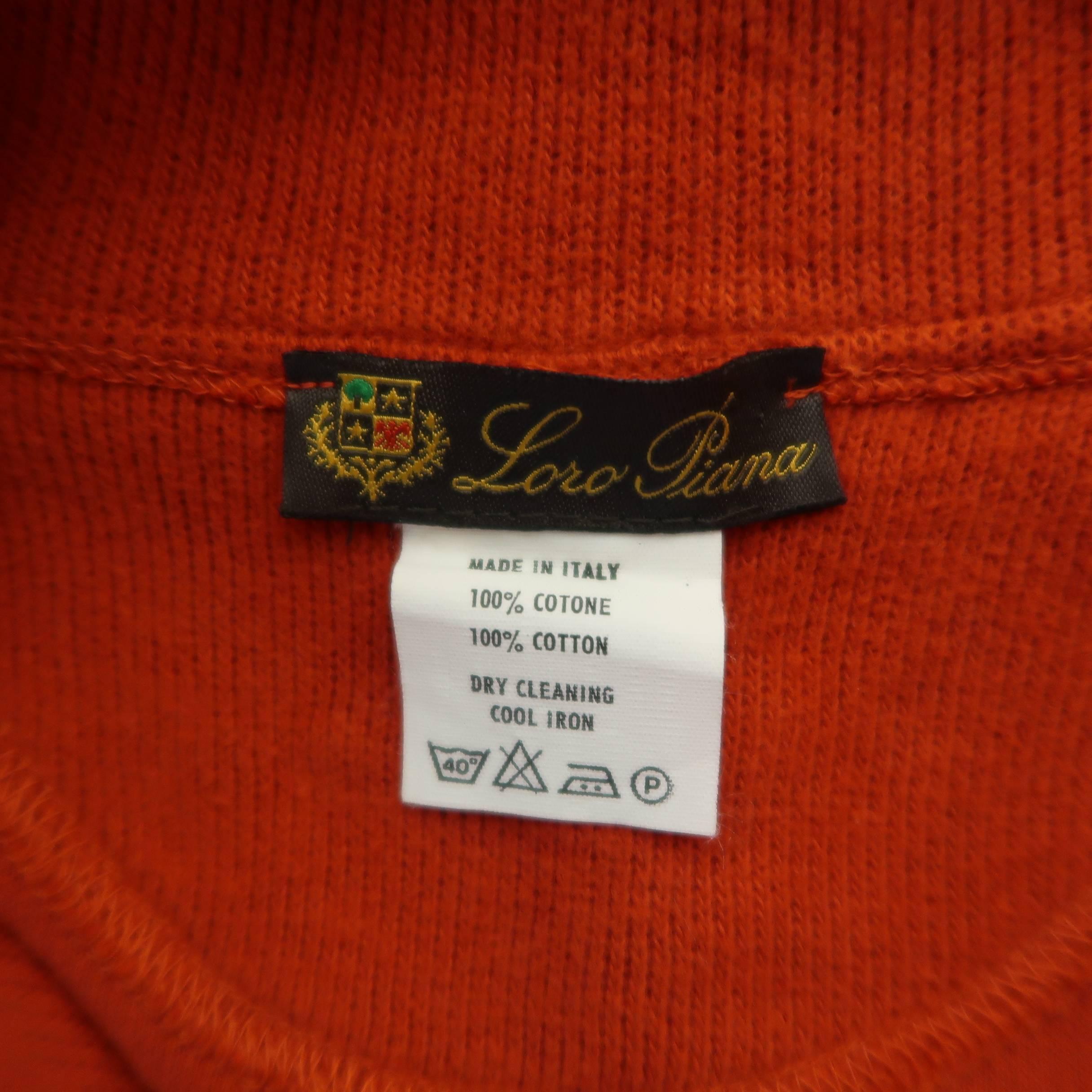Loro Piana Men's Orange Ribbed Jersey Half Zip Mock Neck Pullover 3