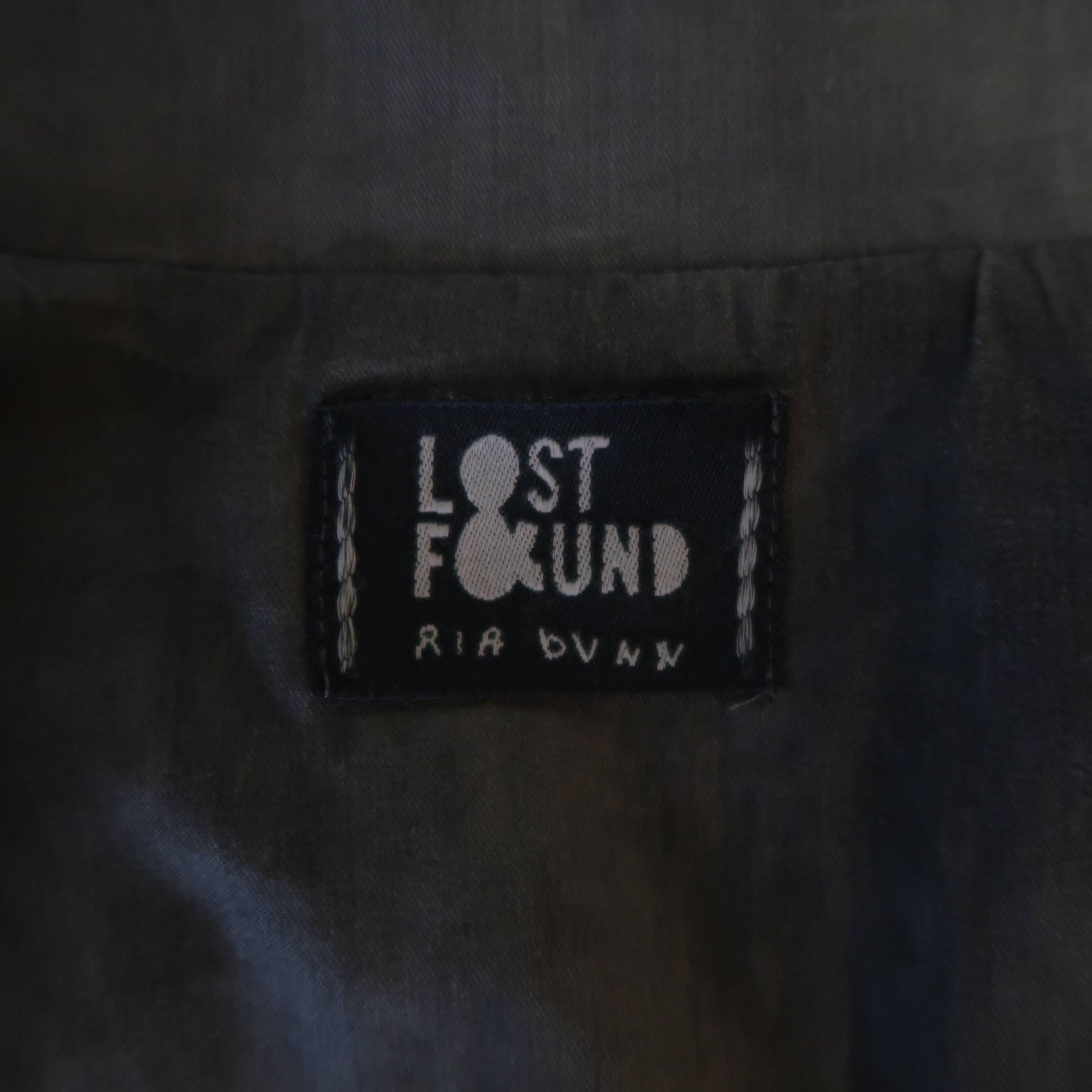 Men's LOST & FOUND S Gray Distressed Hemp Blend Layered Cuff Jacket 5