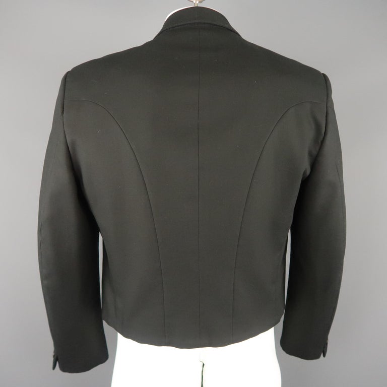 Men&#39;s LOUIS VUITTON 44 Black Wool Shawl Collar Cropped Jacket at 1stdibs