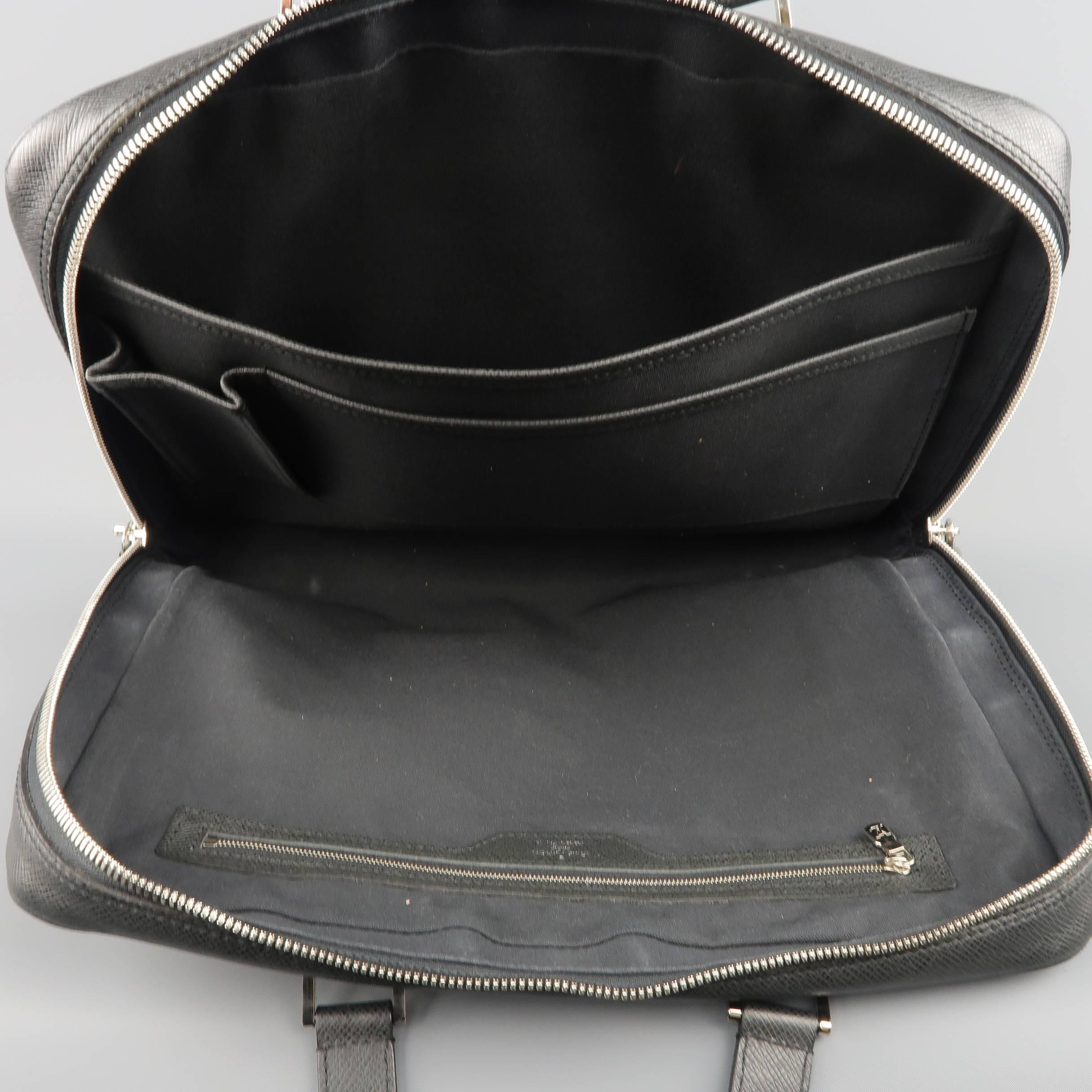 Louis Vuitton Men's Briefcase Black Taiga Textured Leather Travel Bag Attache  11
