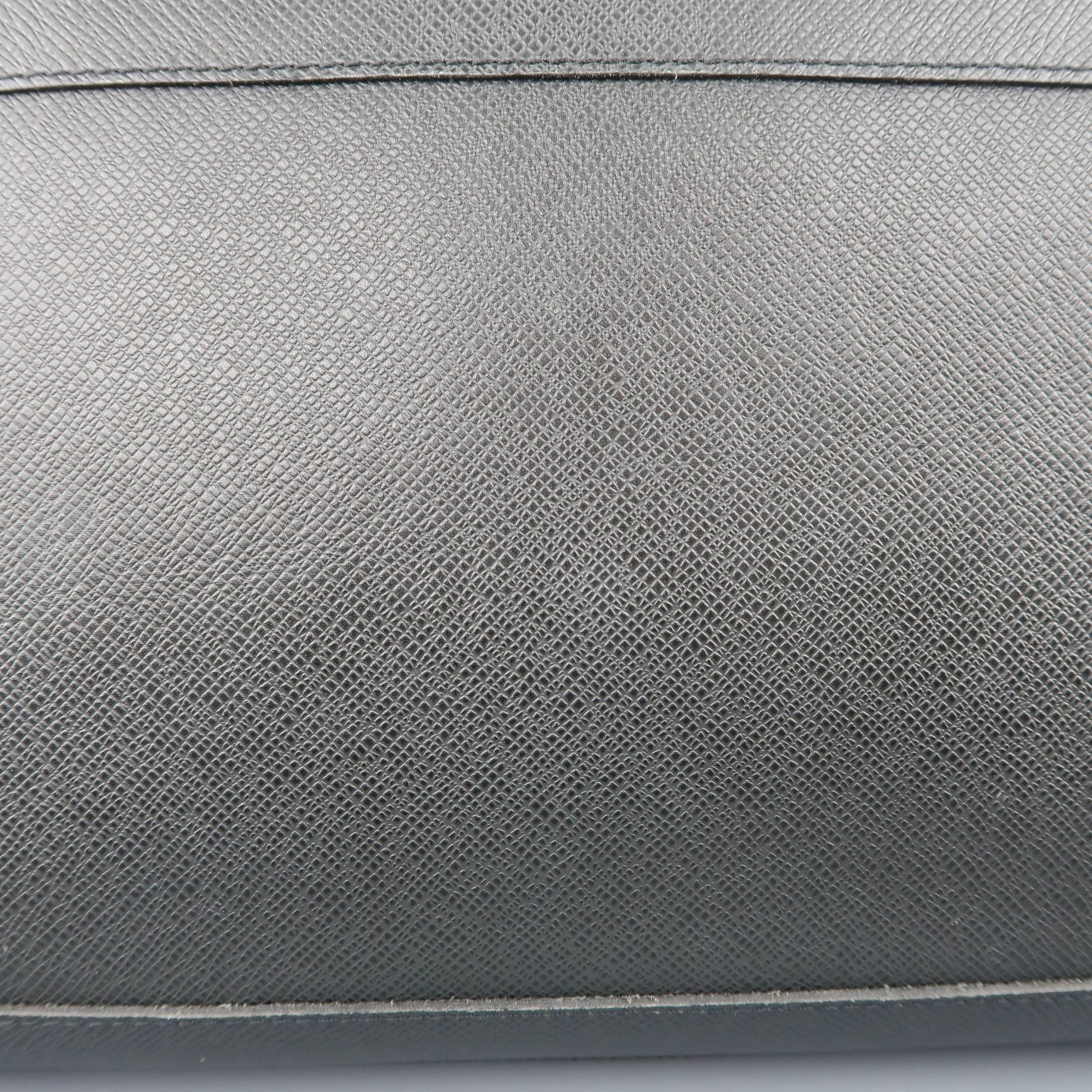 Louis Vuitton Men's Briefcase Black Taiga Textured Leather Travel Bag Attache  1